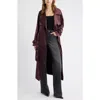 Open Edit Belted Satin Trench Jacket In Burgundy