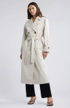 Open Edit Belted Trench Coat In Beige Pumice
