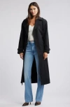 Open Edit Belted Trench Coat In Black