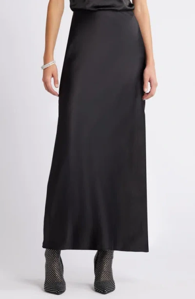 Open Edit Bias Cut Maxi Skirt In Black