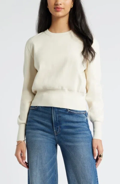 Open Edit Blousson Sweater In Ivory Dove