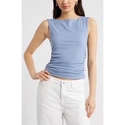 Open Edit Boat Neck Sleeveless Top In Blue
