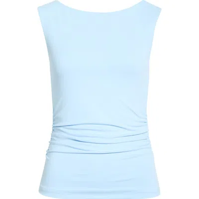 Open Edit Boat Neck Sleeveless Top In Blue