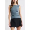 Open Edit Boat Neck Sleeveless Top In Blue Weather