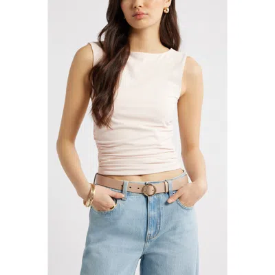 Open Edit Boat Neck Sleeveless Top In Pink Peony Bud