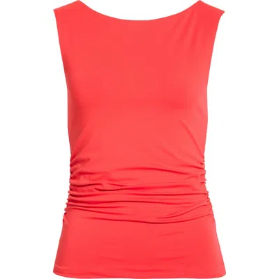 Open Edit Boat Neck Sleeveless Top In Red