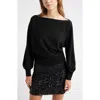 Open Edit Boat Neck Sweater In Black