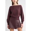 Open Edit Boat Neck Sweater In Burgundy