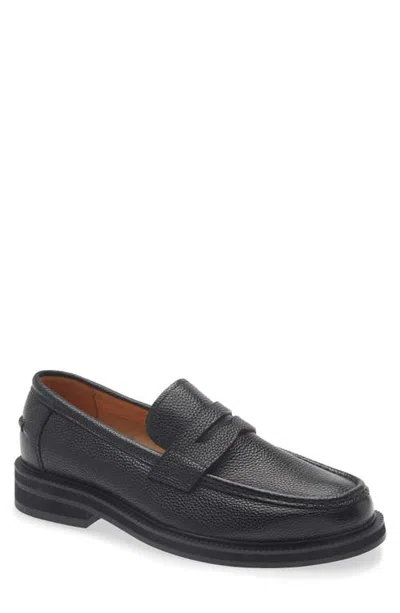 Open Edit Bond Penny Loafer In Black Pebbled