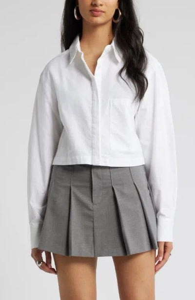 Open Edit Boxy Cotton Button-up Shirt In White