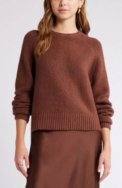 Open Edit Boxy Crewneck Sweater In Brown Soil