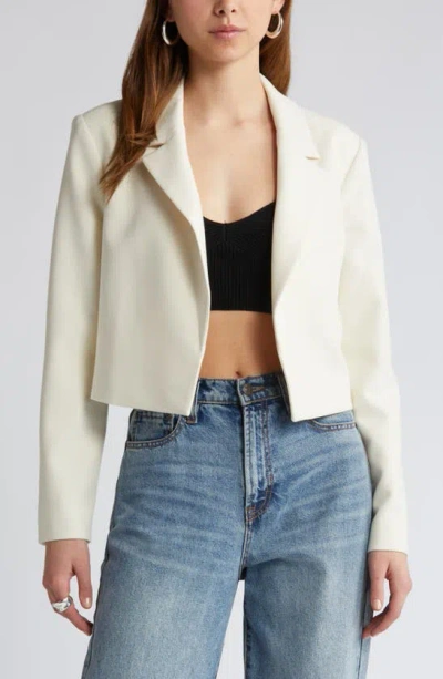 Open Edit Boxy Crop Blazer In Ivory Dove