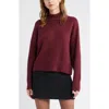 Open Edit Boxy Mock Neck Sweater In Burgundy