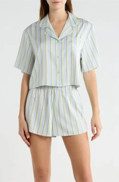 Open Edit Boxy Stretch Satin Short Pajamas In Blue