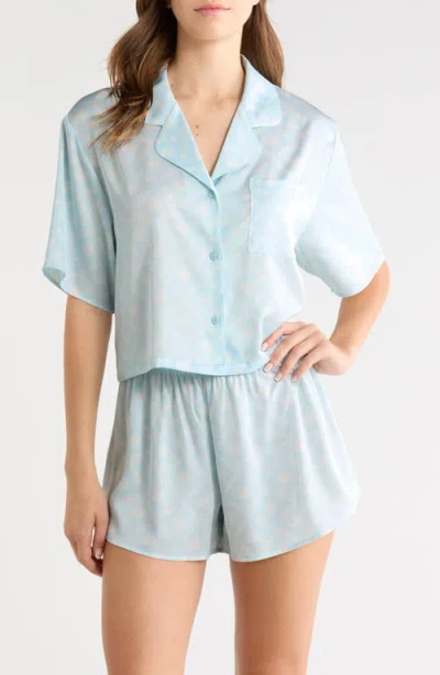 Open Edit Boxy Stretch Satin Short Pajamas In Blue
