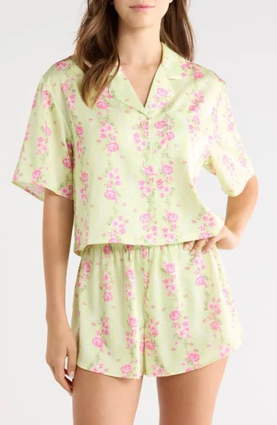 Open Edit Boxy Stretch Satin Short Pajamas In Green