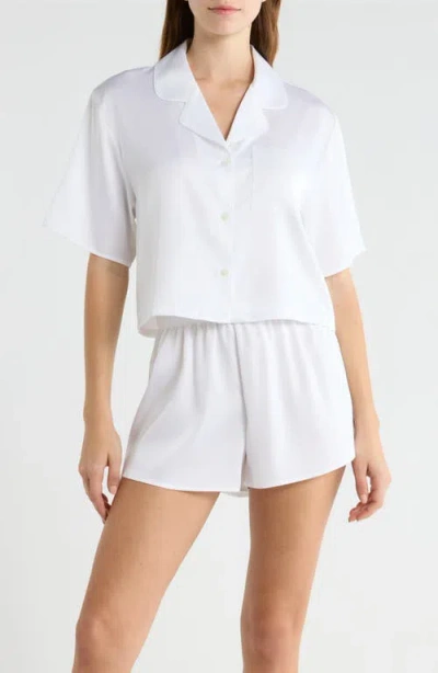 Open Edit Boxy Stretch Satin Short Pajamas In White