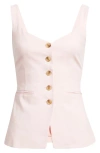 Open Edit Button Front Linen Blend Tank In Pink