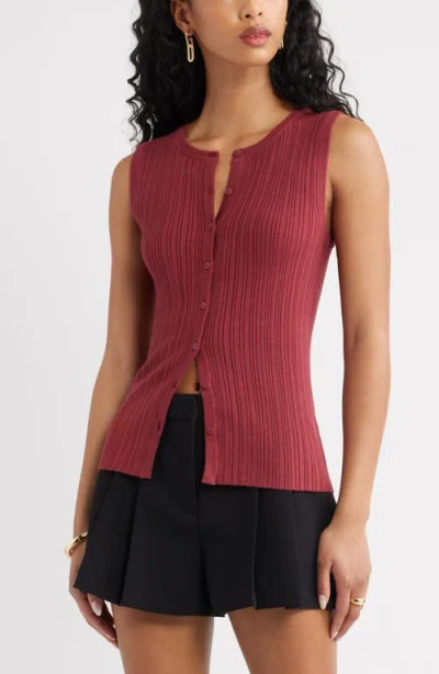 Open Edit Button Front Rib Tank In Burgundy