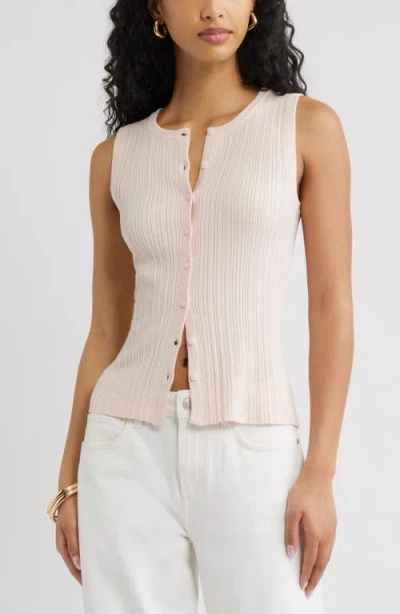 Open Edit Button Front Rib Tank In Pink