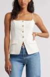 Open Edit Button Front Suiting Camisole In White