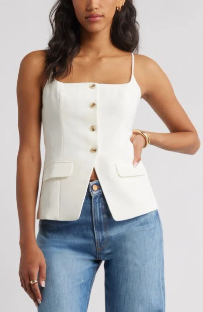 Open Edit Button Front Suiting Camisole In White