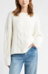 Open Edit Cable Boatneck Sweater In White