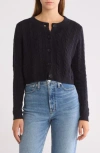 Open Edit Cable Knit Crop Cardigan In Black