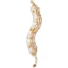 Open Edit Caged Faux Pearl Layered Chain Bracelet