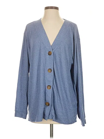 Pre-owned Open Edit Cardigan Sweater In Blue