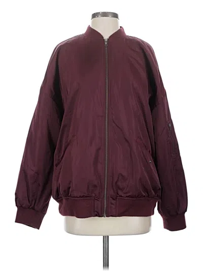 Pre-owned Open Edit Cardigan Sweater In Burgundy