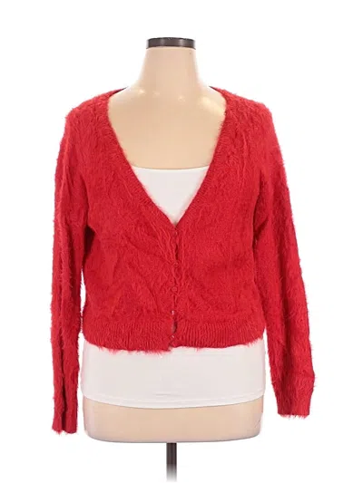 Pre-owned Open Edit Cardigan Sweater In Red