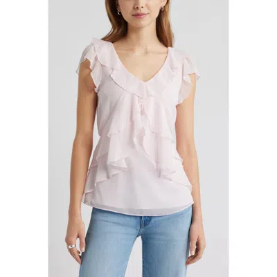 Open Edit Chiffon Ruffle Top In Pink