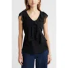 Open Edit Chiffon Ruffle Top In Black