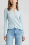 Open Edit Collared Merino Wool Cardigan In Blue