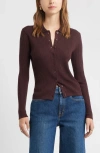 Open Edit Collared Merino Wool Cardigan In Burgundy
