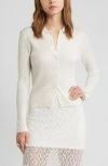 Open Edit Collared Merino Wool Cardigan In White