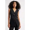 Open Edit Collarless Vest In Black