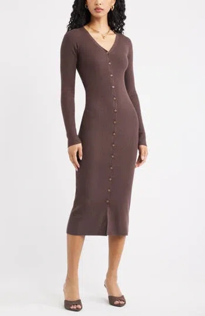 Open Edit Convertible Cardigan Dress In Brown
