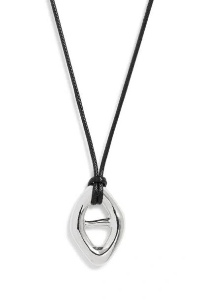 Open Edit Convex Slider Cord Pendant Necklace In White