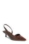 Open Edit Corina Slingback Half D'orsay Pointed Toe Kitten Heel Pump In Brown