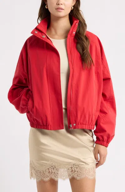 Open Edit Cotton Blend Track Jacket In Red Salsa