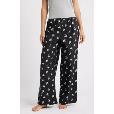 Open Edit Cotton Boxer Sleepwear Pants In Black