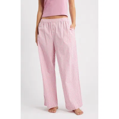 Open Edit Cotton Boxer Sleepwear Pants In Pink Luella Gingham