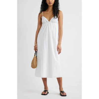 Open Edit Cotton Eyelet Midi Dress In White