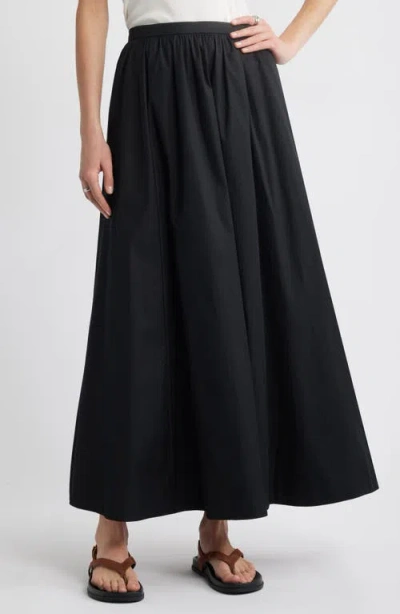 Open Edit Cotton Poplin Maxi Skirt In Black