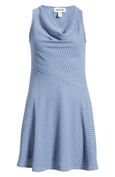 Open Edit Cowl Neck Fit & Flare Minidress In Blue