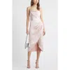 Open Edit Cowl Neck Satin Midi Dress In Pink Sepia