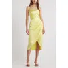 Open Edit Cowl Neck Satin Midi Dress In Yellow Light