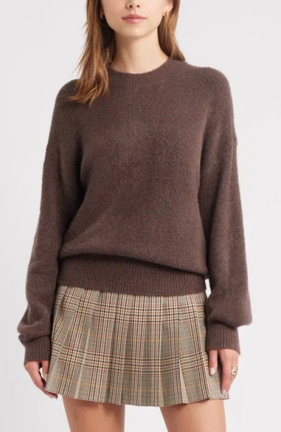 Open Edit Cozy Crewneck Sweater In Animal Print